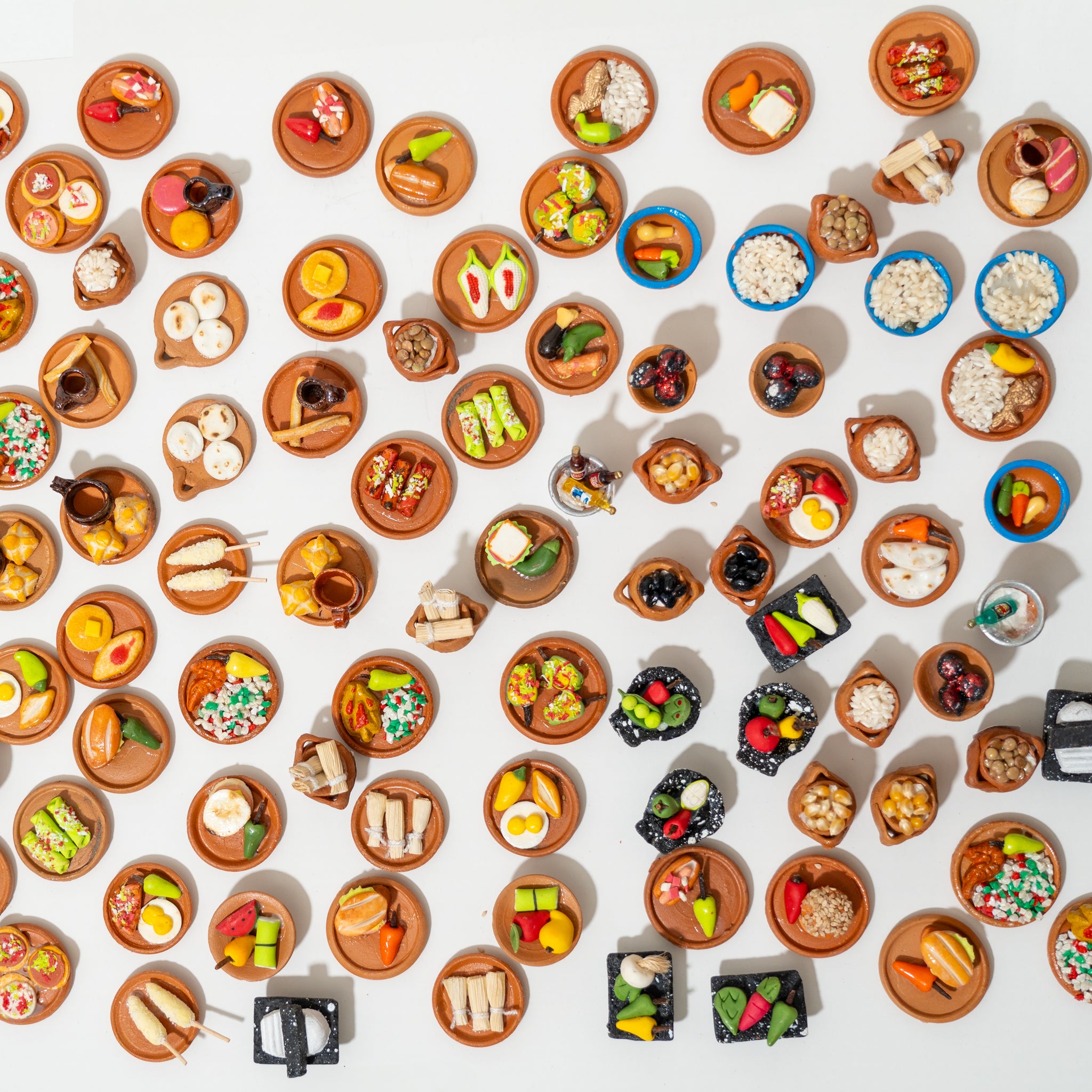 Miniature Mexican Food Ofrenda Set – Handmade Clay Día de los Muertos Altar Decor – 3 Pack Random Assortment