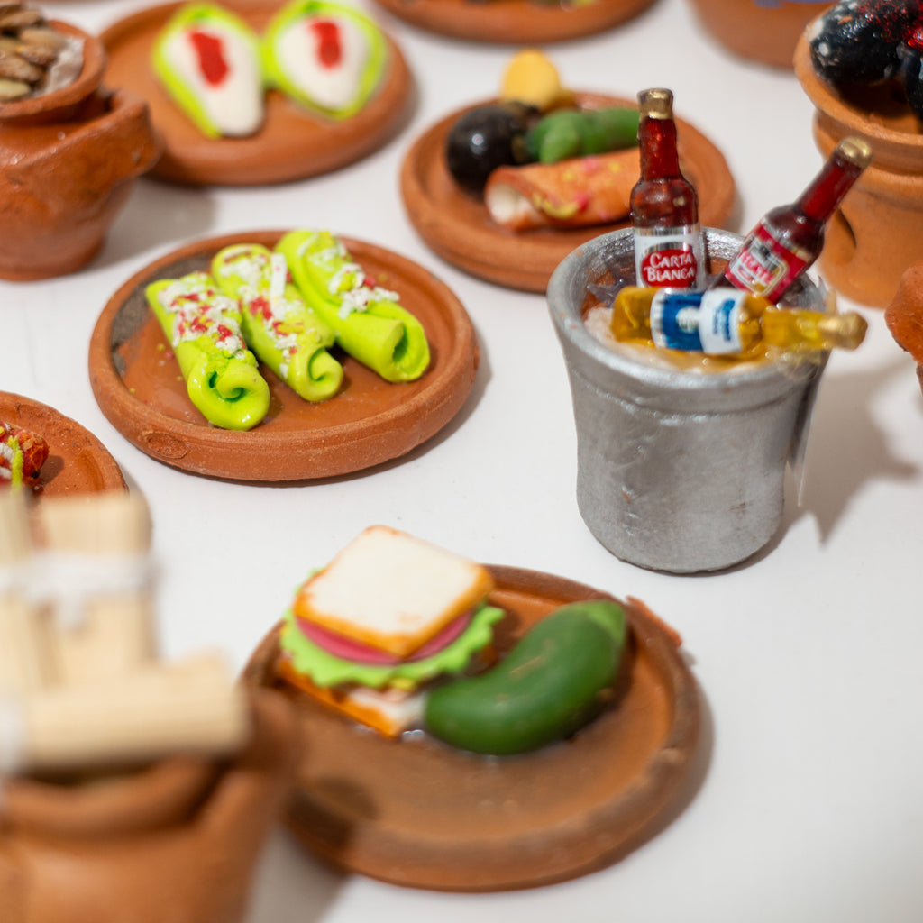 Miniature Mexican Food Ofrenda Set – Handmade Clay Día de los Muertos Altar Decor – 3 Pack Random Assortment