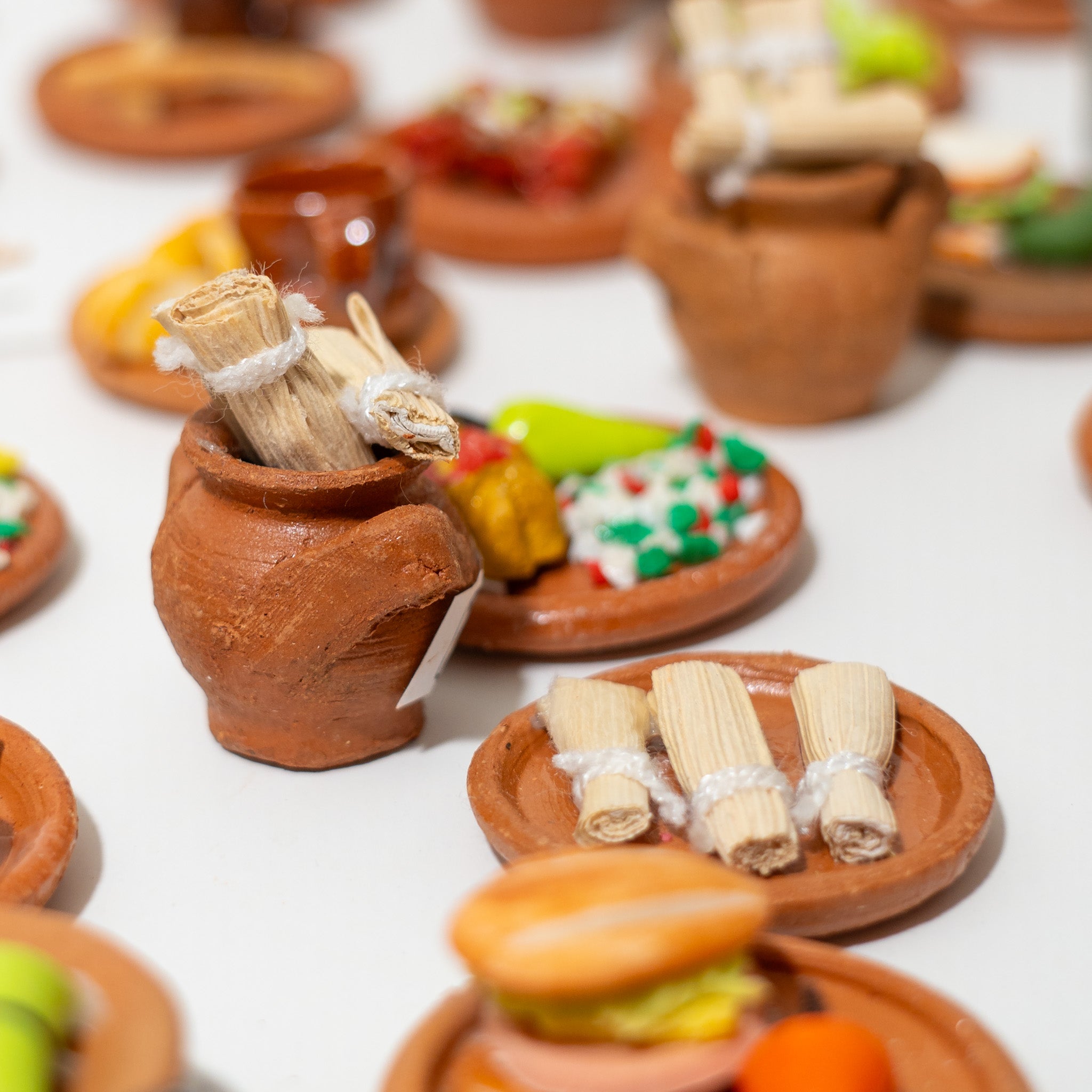 Miniature Mexican Food Ofrenda Set – Handmade Clay Día de los Muertos Altar Decor – 3 Pack Random Assortment